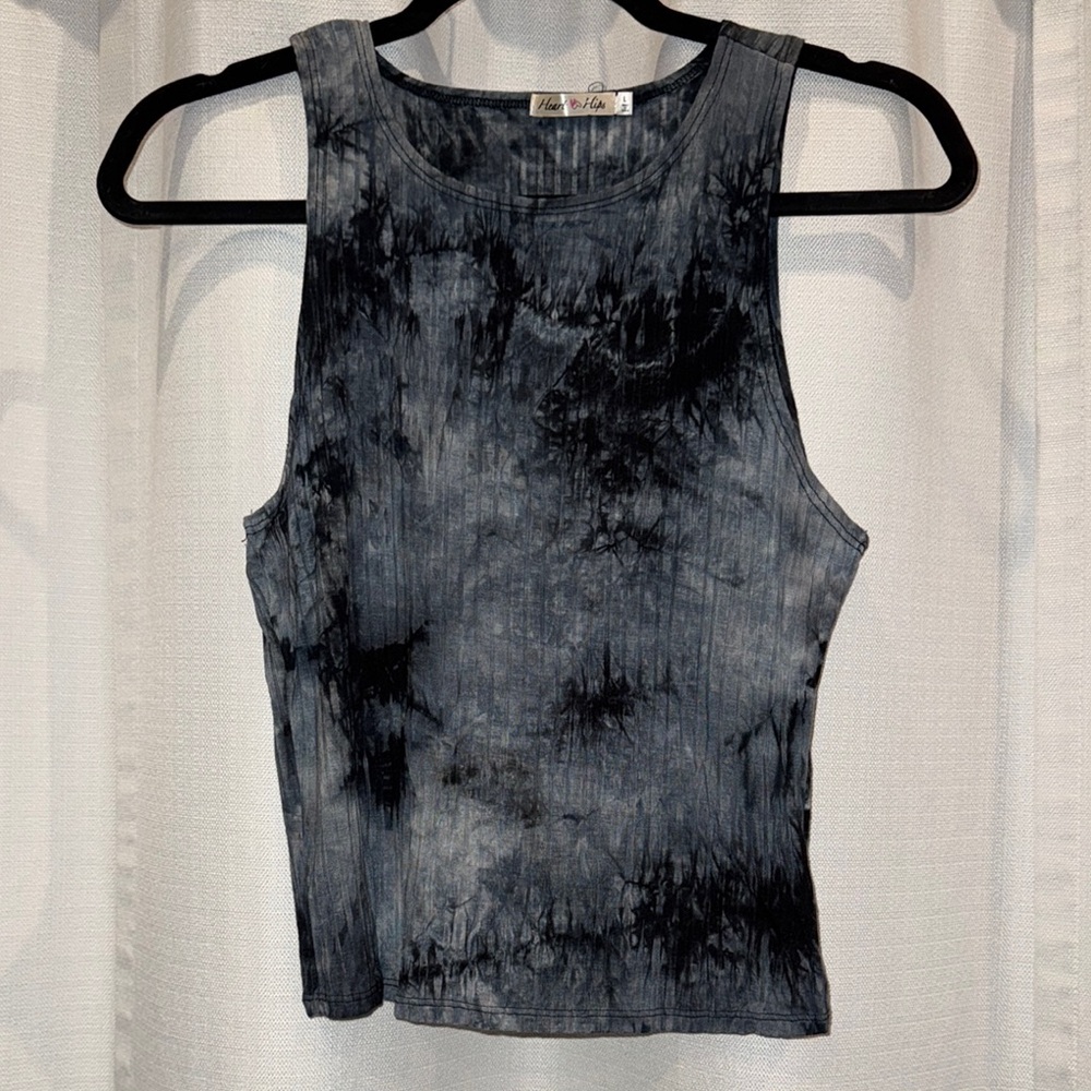 Tie-Dye Sleeveless Top - Blue/Gray & Black - Large